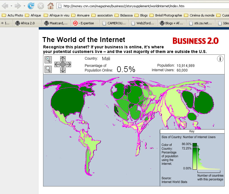 carte interactive des statistiques d’utilisation d’Internet dans le monde entier / Business 2.0