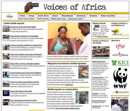 Capture d'ecran du site Voices of Africa