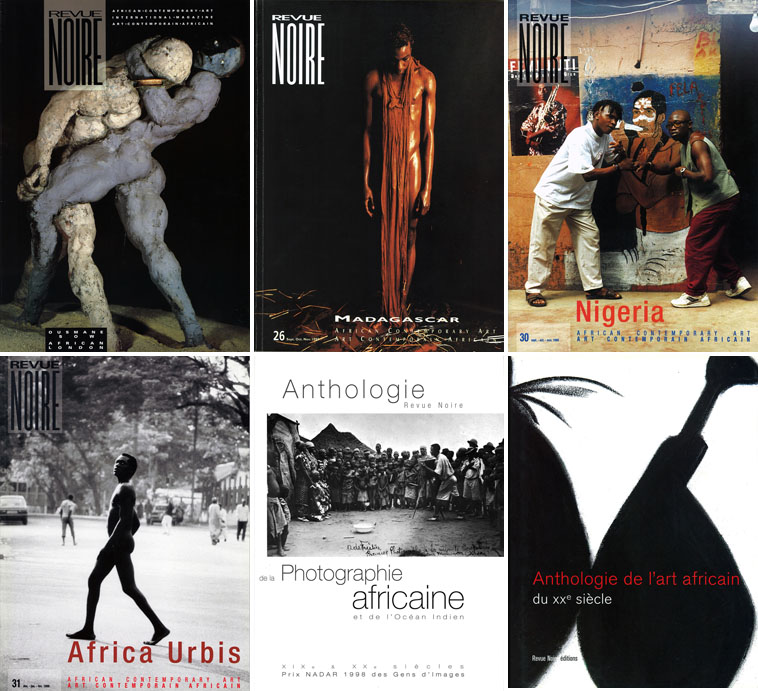 de gauche à droite, de haut en bas : RN 01, Ousmane Sow (1991) / RN 26, Madagascar J Andsrianomearisoa (1997) / RN 30, Nigeria, Babatunde Ayinde Okoya (1998) / RN 31, Urbis African City, Dorris Haron Kasco (1998) / RN, Anthologie Photo africaine (1998) / RN, Art Africain, Ouattara (2011)